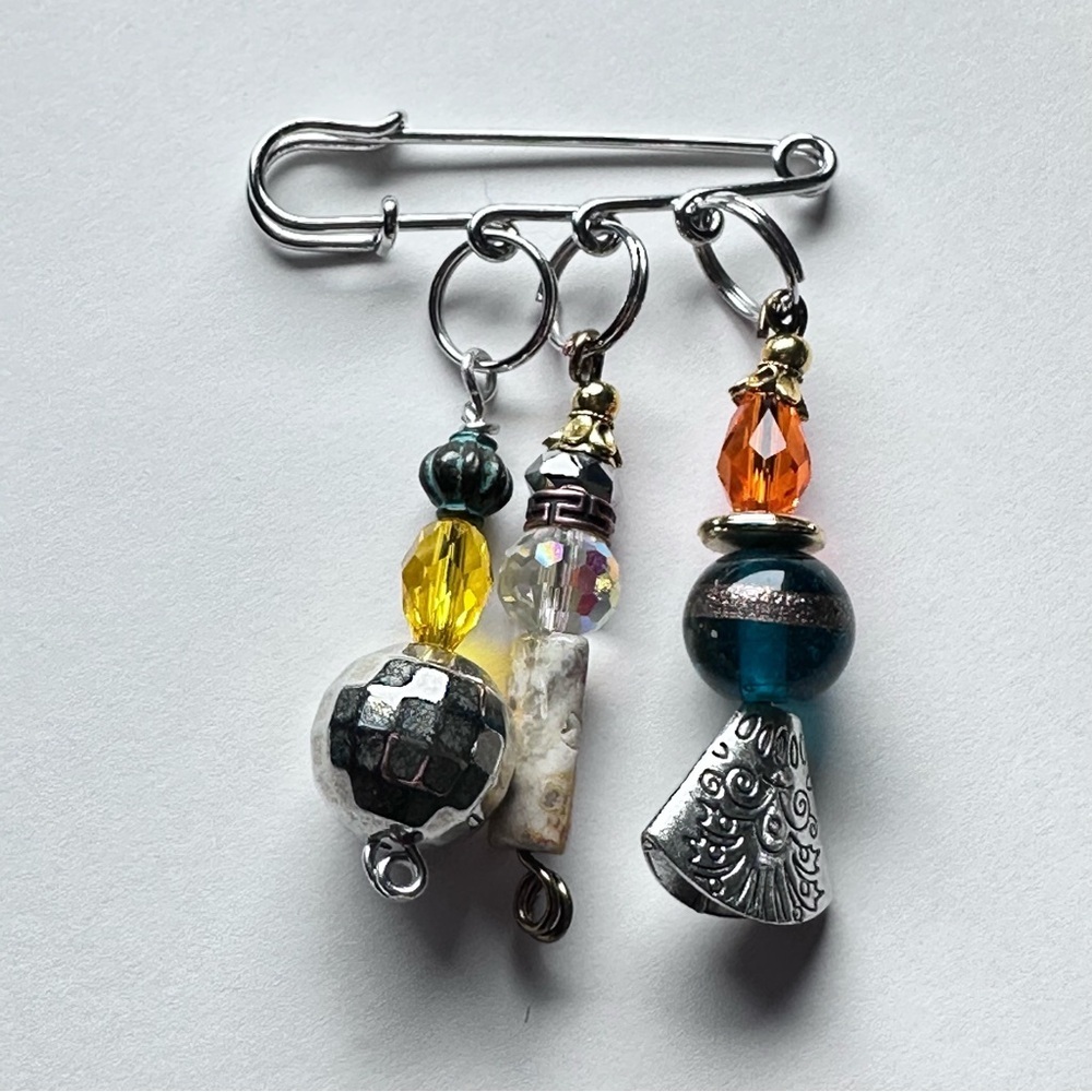 Brooch Pin Hand Crafted | Glass Beaded |  Artisan Multicolor Wire-Wrapped OOAK